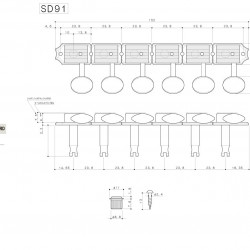 Gotoh SD91 N 05 M L6 Set di Meccaniche L6 Palettina tipo Fender #05M - Nickel -