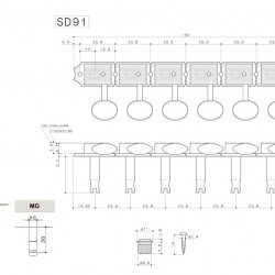 GOTOH SD91N05MMGL6 Set di Meccaniche Autobloccanti L6 Palettina tipo Fender #05M - Nickel -