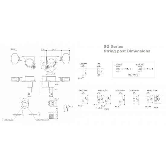 Gotoh SG381C05MGL6 Set di Meccaniche Autobloccanti L6 Palettina
tipo Fender #05 - Cromate