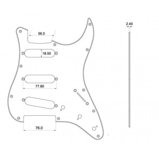 Parts Planet ST62 BWB Battipenna per chitarra elettrica tipo Strato - Nero