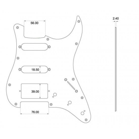 Parts Planet ST63 BWB Battipenna per chitarra elettrica tipo Strato HSS - Nero