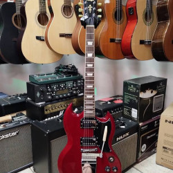 Vintage VS6V Reissued Vibrola Tailpiece Cherry Red 2nd - SG Style Vintage VS6V Reissued Vibrola Tailpiece Cherry Red 2nd - SG Style