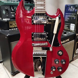 Vintage VS6V Reissued Vibrola Tailpiece Cherry Red 2nd - SG Style Vintage VS6V Reissued Vibrola Tailpiece Cherry Red 2nd - SG Style